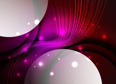 Parçacıklar koyu renk arka plan üzerinde oluşturulan parlayan dalga