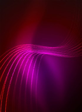 Parçacıklar koyu renk arka plan üzerinde oluşturulan parlayan dalga