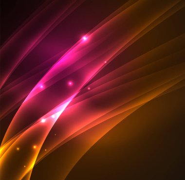 Enerji hatları, karanlıkta parlayan dalgalar vektör arka plan