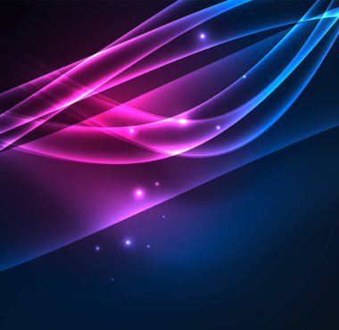 Enerji hatları, karanlıkta parlayan dalgalar vektör arka plan