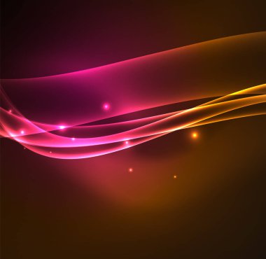 Enerji hatları, karanlıkta parlayan dalgalar vektör arka plan