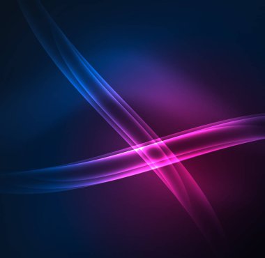 Enerji hatları, karanlıkta parlayan dalgalar vektör arka plan