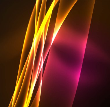 Enerji hatları, karanlıkta parlayan dalgalar vektör arka plan