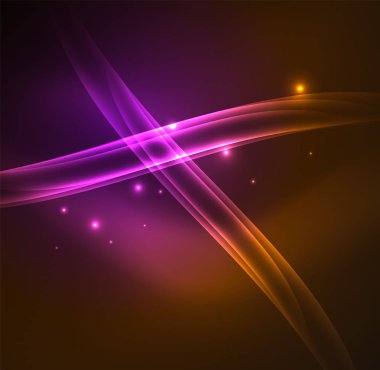 Enerji hatları, karanlıkta parlayan dalgalar vektör arka plan