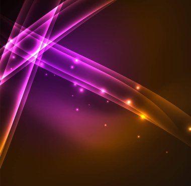 Enerji hatları, karanlıkta parlayan dalgalar vektör arka plan