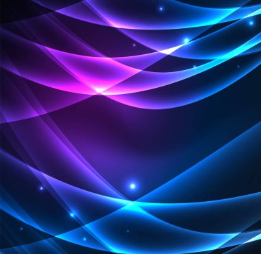 Enerji hatları, karanlıkta parlayan dalgalar vektör arka plan