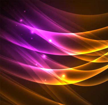 Enerji hatları, karanlıkta parlayan dalgalar vektör arka plan