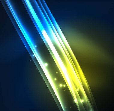 Enerji hatları, karanlıkta parlayan dalgalar vektör arka plan