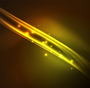 Enerji hatları, karanlıkta parlayan dalgalar vektör arka plan