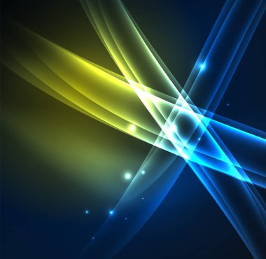 Enerji hatları, karanlıkta parlayan dalgalar vektör arka plan