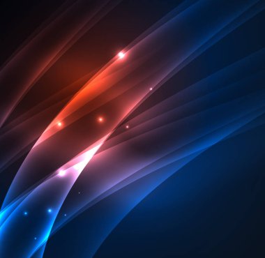 Enerji hatları, karanlıkta parlayan dalgalar vektör arka plan