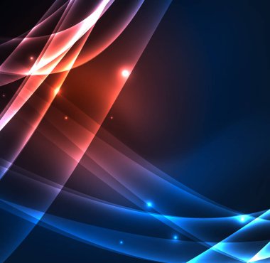 Enerji hatları, karanlıkta parlayan dalgalar vektör arka plan