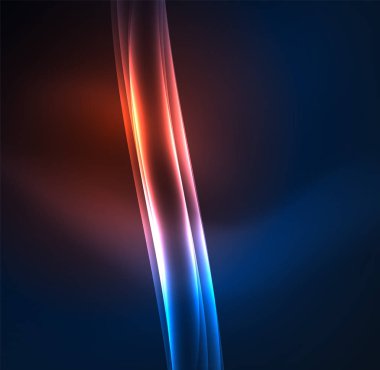 Enerji hatları, karanlıkta parlayan dalgalar vektör arka plan