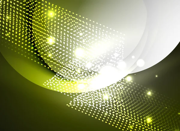 Parçacıklar koyu renk arka plan üzerinde oluşturulan parlayan dalga