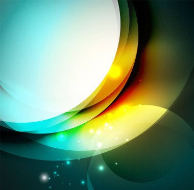Dijital illüstrasyon, parlayan dalgalar ve daireler
