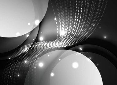 Parçacıklar koyu renk arka plan üzerinde oluşturulan parlayan dalga