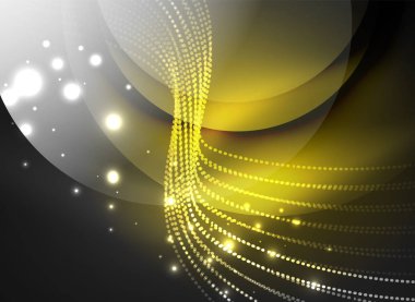 Parçacıklar koyu renk arka plan üzerinde oluşturulan parlayan dalga