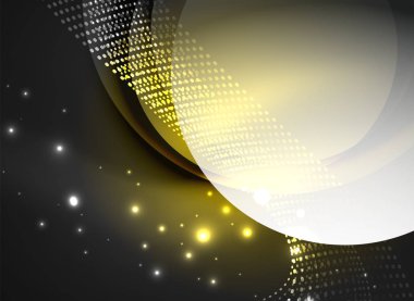 Parçacıklar koyu renk arka plan üzerinde oluşturulan parlayan dalga