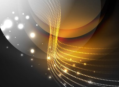 Parçacıklar koyu renk arka plan üzerinde oluşturulan parlayan dalga