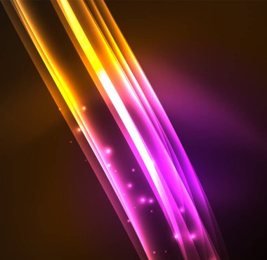 Enerji hatları, karanlıkta parlayan dalgalar vektör arka plan