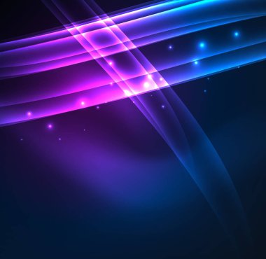 Enerji hatları, karanlıkta parlayan dalgalar vektör arka plan