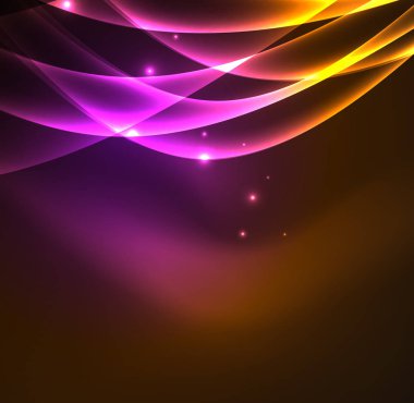 Enerji hatları, karanlıkta parlayan dalgalar vektör arka plan