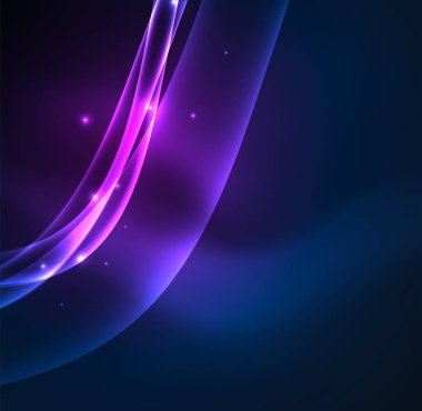 Enerji hatları, karanlıkta parlayan dalgalar vektör arka plan