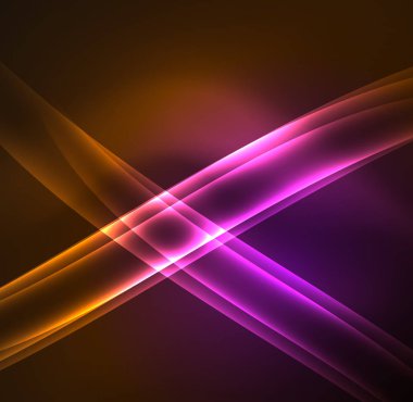 Enerji hatları, karanlıkta parlayan dalgalar vektör arka plan