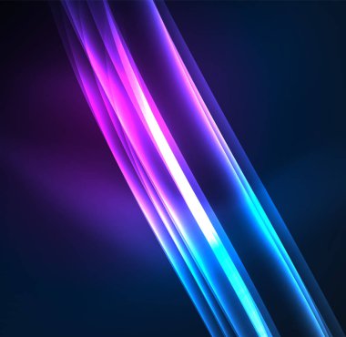 Enerji hatları, karanlıkta parlayan dalgalar vektör arka plan