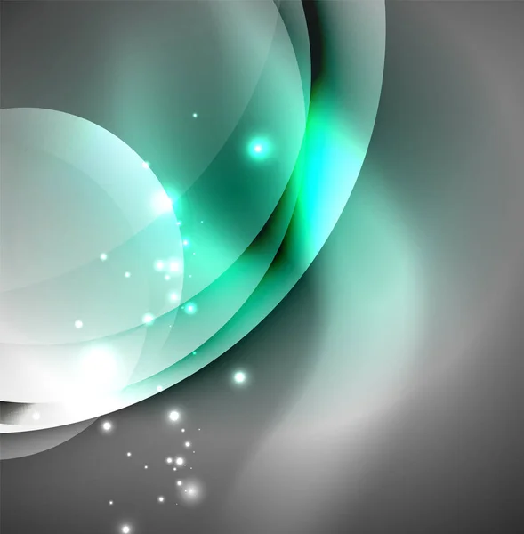 Digital illustration, glowing waves and circles — Stock Vector