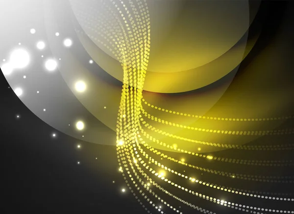 Parçacıklar koyu renk arka plan üzerinde oluşturulan parlayan dalga