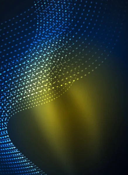 Parçacıklar koyu renk arka plan üzerinde oluşturulan parlayan dalga