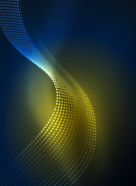Parçacıklar koyu renk arka plan üzerinde oluşturulan parlayan dalga — Stok Vektör