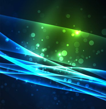 Enerji hatları, karanlıkta parlayan dalgalar vektör arka plan