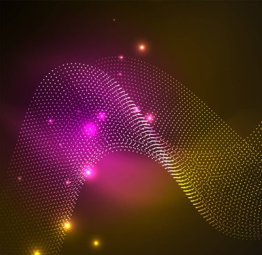 parlayan parçacıkların 3D ışıklı dalga