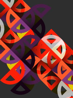 Kağıt daire kesim, mozaik mix geometrik desen tasarım