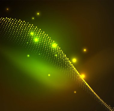 parlayan parçacıkların 3D ışıklı dalga