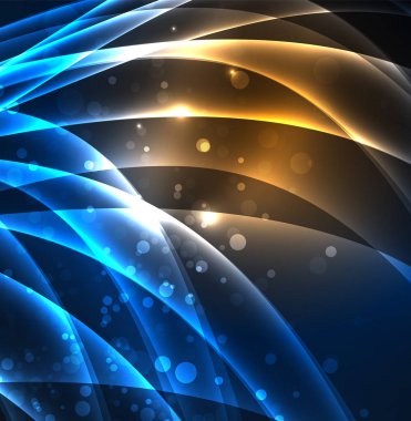 Enerji hatları, karanlıkta parlayan dalgalar vektör arka plan