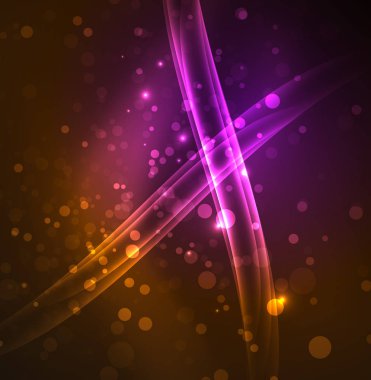 Enerji hatları, karanlıkta parlayan dalgalar vektör arka plan