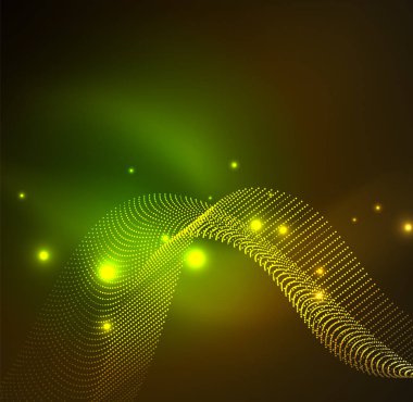 parlayan parçacıkların 3D ışıklı dalga