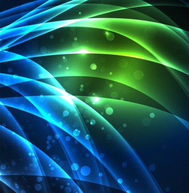 Enerji hatları, karanlıkta parlayan dalgalar vektör arka plan