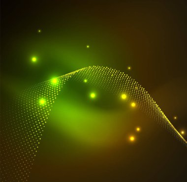 parlayan parçacıkların 3D ışıklı dalga