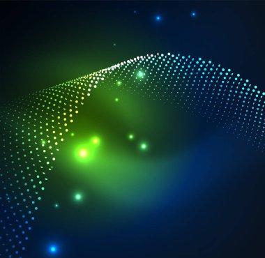 parlayan parçacıkların 3D ışıklı dalga