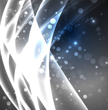 Enerji hatları, karanlıkta parlayan dalgalar vektör arka plan