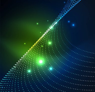 parlayan parçacıkların 3D ışıklı dalga