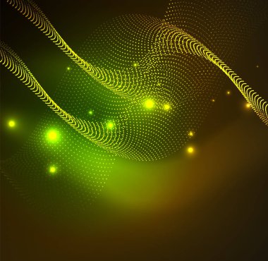 parlayan parçacıkların 3D ışıklı dalga