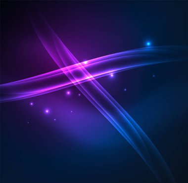 Enerji hatları, karanlıkta parlayan dalgalar vektör arka plan