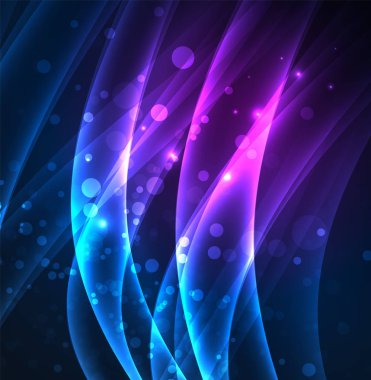 Enerji hatları, karanlıkta parlayan dalgalar vektör arka plan