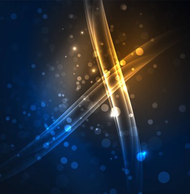 Enerji hatları, karanlıkta parlayan dalgalar vektör arka plan