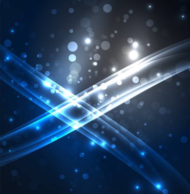 Enerji hatları, karanlıkta parlayan dalgalar vektör arka plan